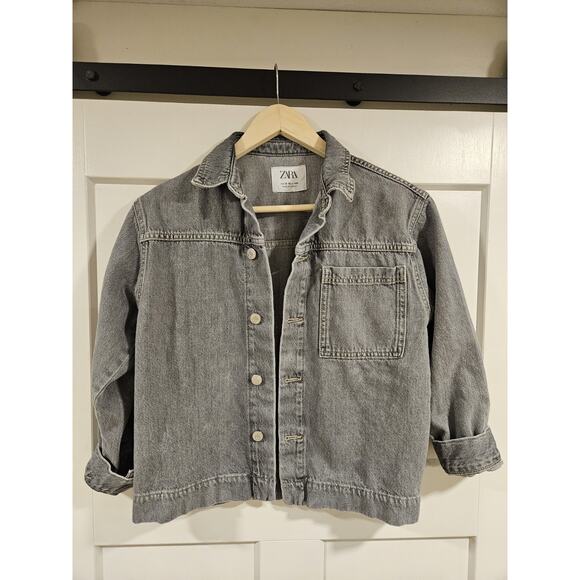 Zara Girls Grey Denim Jacket Size 9-10 Excellent Condition - Picture 1 of 4